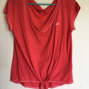 Pink Hollister Tie-Front Tee